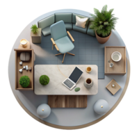 elegant modern Minimalist Workspace Top View Transparent authentic png