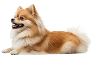 Pomeranian dog relaxing with joyful expression png