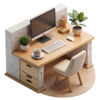 stunning artistic Minimalist Workspace with Desktop Computer Cutout authentic png