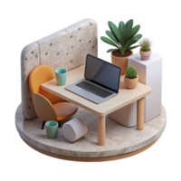 extraordinary artistic Minimalist Workspace with Laptop Cutout professional png