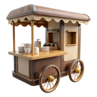 dramatic minimalist Mobile Coffee Cart Brown and Beige Isolated on Transparent Background original png