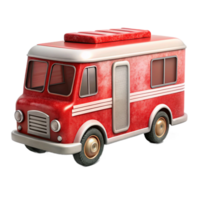 serene rustic Mobile Library Bus Red and White Isolated high quality png
