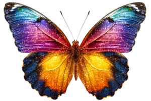 Colorful butterfly with sparkling patterns and hues png