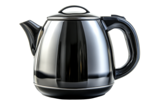 Stylish black kettle with shiny surface for kitchen use png