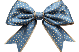 Elegant blue bow with polka dots on a transparent background png