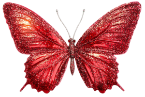 Glittery red butterfly on transparent background png