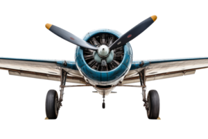 Vintage aircraft with propeller against transparent backdrop png