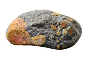Unique textured rock with distinct orange and gray patterns png