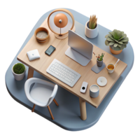 extraordinary artistic Modern Desk Setup Top View Isolated Element authentic png