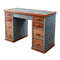 beautiful rustic Modern Desk with Drawers Front View Cutout authentic png