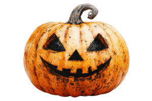 Classic Halloween pumpkin with a cheerful face design png