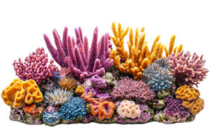 Colorful coral reef with diverse marine life forms png