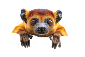 Curious golden mantled tamarin looking forward png