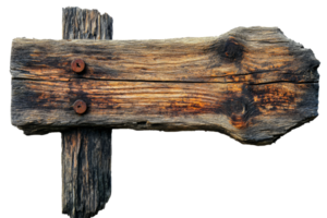 Rustic wooden sign with weathered texture and nails png