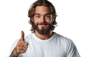 Man giving thumbs up with a smile on transparent background png