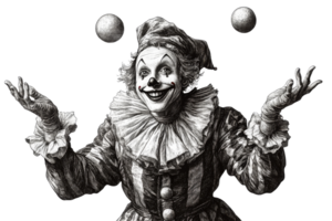 Clown juggling two balls with a joyful expression png