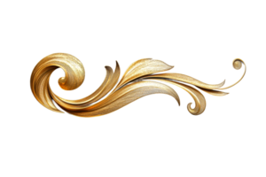 Elegant golden swirl design, cut out transparent png
