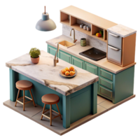 extraordinary abstract Modern Kitchen with Island Isolated original png