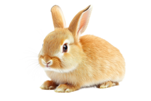 Cute fluffy rabbit resting on a soft surface png