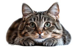 Cat lounging with a curious expression on its face png