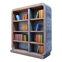 serene rustic Modern Library Bookshelf Cutout with Front View Perspective high quality png