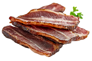 Slices of dried meat on a transparent background png