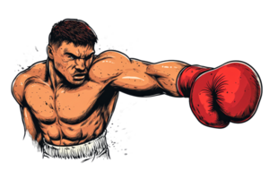 Dynamic boxer delivering a powerful punch in training png