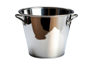 Metal bucket with shiny surface and handles for utility png