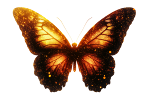 Golden butterfly with sparkles on a transparent background png