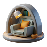 vibrant rustic Modern Reading Nook with Lamp Cutout Element high quality png