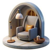 beautiful contemporary Modern Reading Nook with Lamp Cutout Element high resolution png