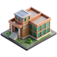 vibrant rustic Modern School Building Isometric View Cutout high resolution png