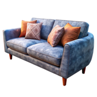 serene abstract Modern Sofa with Pillows Side View Isolated genuine png