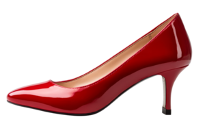 Bright red high heel shoe on a transparent background png