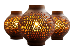 Unique decorative lanterns with warm glow for ambiance png