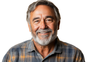 Joyful senior man with beard smiling brightly png