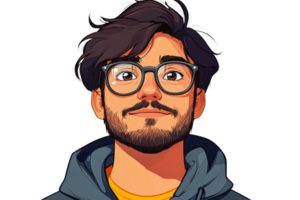 Smiling young man in glasses on clear background png