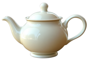 Elegant white teapot with smooth curves and a lid png