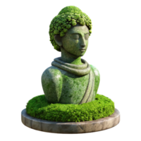 serene classic Moss Covered Statue in Urban Park Cutout Isolated Element genuine png