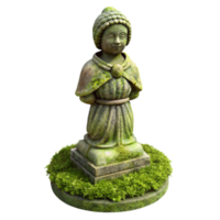 serene artistic Moss Covered Statue in Urban Park Cutout Isolated Element authentic png