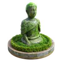 serene rustic Moss Covered Statue in Urban Park Cutout Isolated Element detailed png