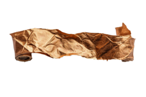 Crumpled copper paper with transparent background png