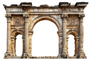 Ancient stone archway with columns and classical design png
