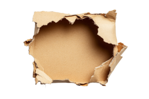 Torn cardboard box with a hole revealing the inside png