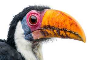 Colorful toucan perched with large beak in clear setting png
