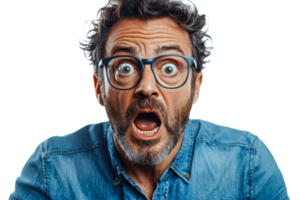 Man expressing shock with wide eyes and open mouth png