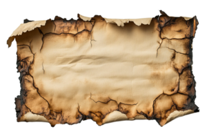 Ancient scroll with burnt edges and a wrinkled texture png