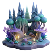 beautiful minimalist Mystical Forest Isolated on Transparent Background premium png