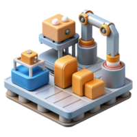 extraordinary classic Nanobot Assembly Line in Factory Setting Transparent Background detailed png