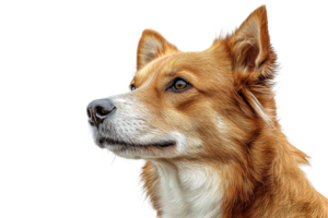 Portrait of a corgi with a calm expression and alert gaze png